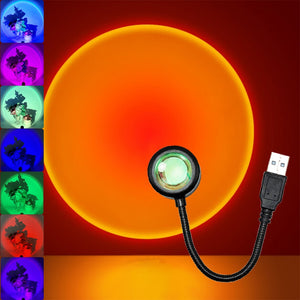 Led USB Sunset Lamp Night Light Projector Birthday Party Decoration Portable Mood Light For Bedroom Living Room Wall Photography