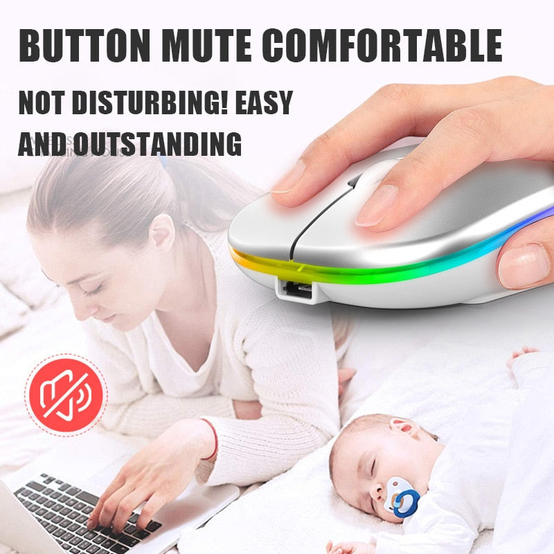 Tablet Phone Computer Bluetooth Wireless Mouse Charging Luminous 2.4G USB Wireless Mouse Portable Mouse