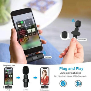 New Wireless Lavalier Microphone Portable Audio Video Recording Mini Mic for iPhone Android Live Broadcast Gaming Phone Mic