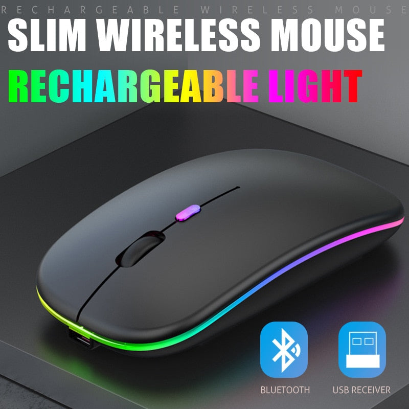 Tablet Phone Computer Bluetooth Wireless Mouse Charging Luminous 2.4G USB Wireless Mouse Portable Mouse