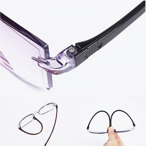 2022 New Men Women Rimless Reading Glasses Anti Blue Light Bifocal Far Near Magnification Eyewear Presbyopic Glasses +150 +200