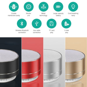 A10 Wireless Bluetooth Speaker Small Steel Gun Subwoofer Portable Mini Gift Card  U Disk TF Outdoor