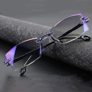 2022 New Men Women Rimless Reading Glasses Anti Blue Light Bifocal Far Near Magnification Eyewear Presbyopic Glasses +150 +200