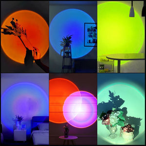 Led USB Sunset Lamp Night Light Projector Birthday Party Decoration Portable Mood Light For Bedroom Living Room Wall Photography