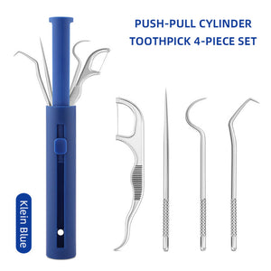 1 Set Toothpick Set Metal Stainless Steel Oral Cleaning Tooth Flossing Portable Toothpick Floss Teeth Cleaner with Storage Tube