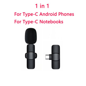 New Wireless Lavalier Microphone Portable Audio Video Recording Mini Mic for iPhone Android Live Broadcast Gaming Phone Mic