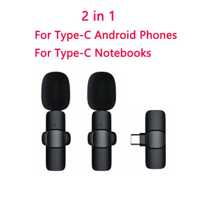 New Wireless Lavalier Microphone Portable Audio Video Recording Mini Mic for iPhone Android Live Broadcast Gaming Phone Mic