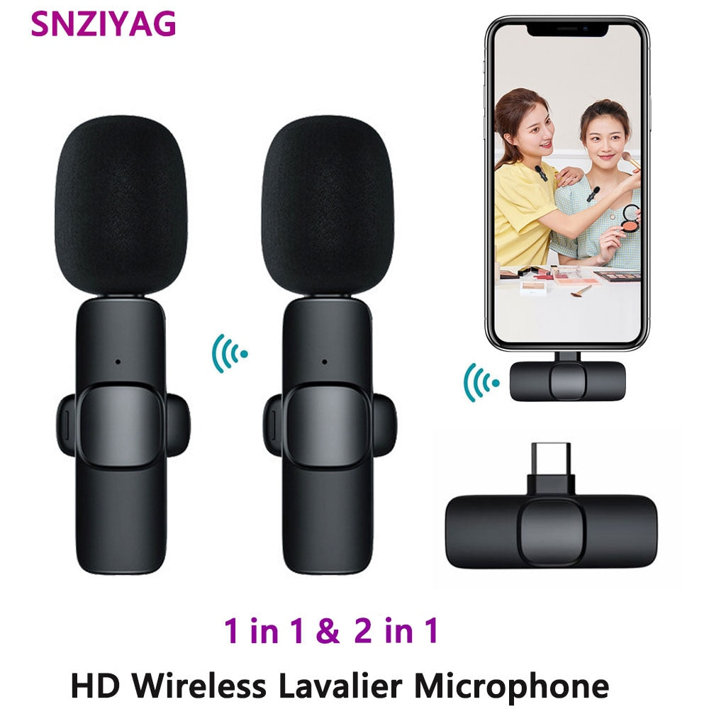 New Wireless Lavalier Microphone Portable Audio Video Recording Mini Mic for iPhone Android Live Broadcast Gaming Phone Mic